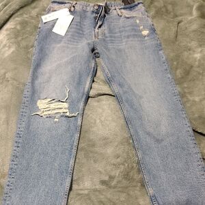 Zara Men's Slim Fit Ripped Blue Jeans